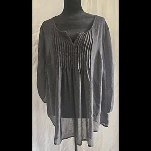 Torrid TOP Black w/ Blue Polka Dot Print Chiffon Pintuck‎ Top Plus size 1